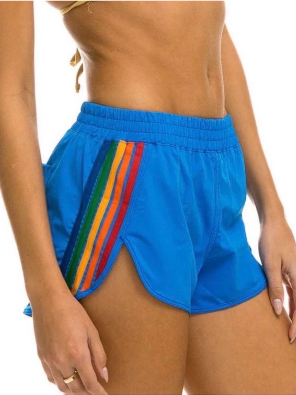 Aviator Nation WOMEN'S 5 STRIPE FLEX BOARD SHORTS - PARROT // RAINBOW Size M - Picture 2 of 7
